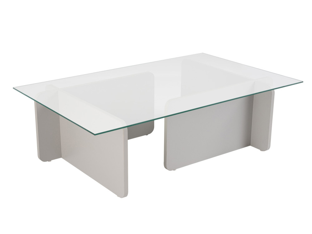 Flavio" glass coffee table 105 x 65 x 30 cm - Grey