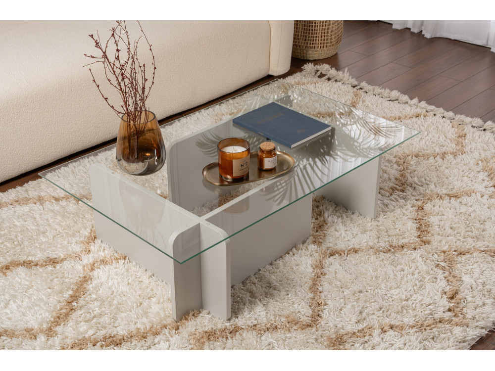 Flavio" glass coffee table 105 x 65 x 30 cm - Grey