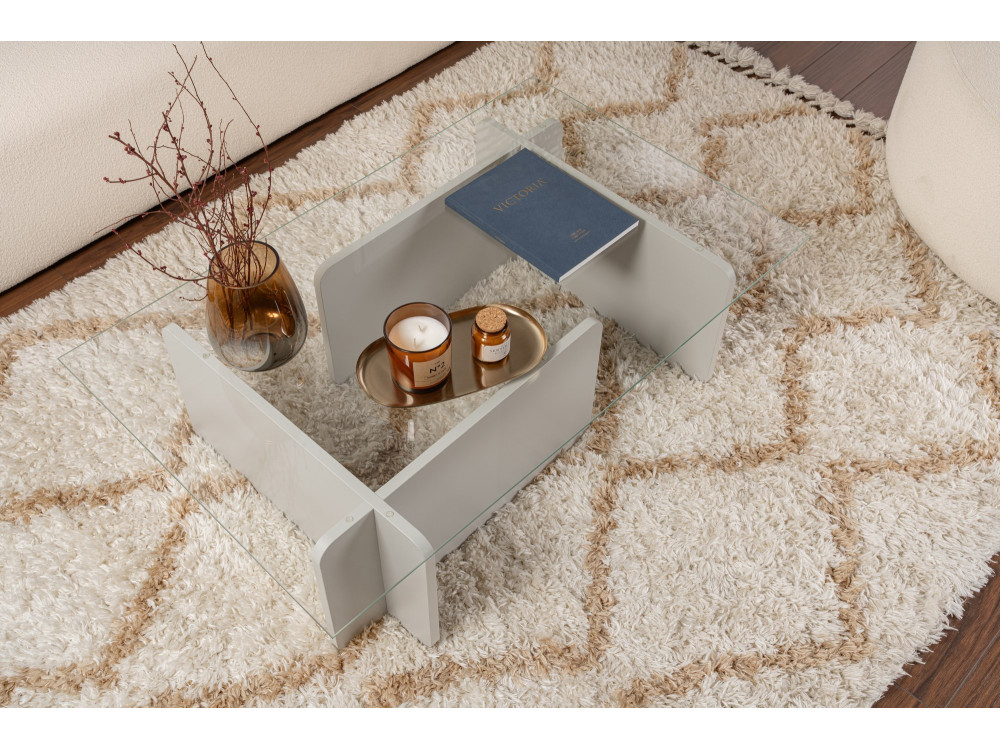 Flavio" glass coffee table 105 x 65 x 30 cm - Grey