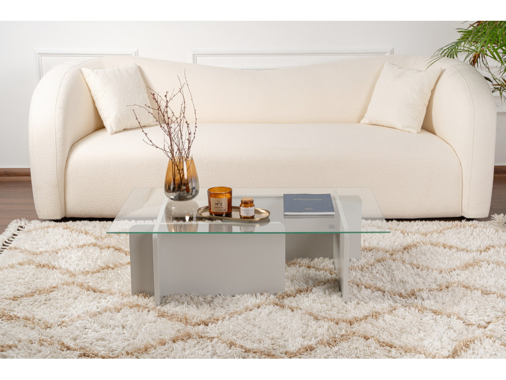 Flavio" glass coffee table 105 x 65 x 30 cm - Grey