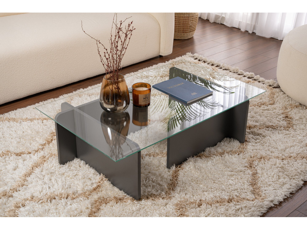 Flavio" glass coffee table 105 x 65 x 30 cm - Anthracite