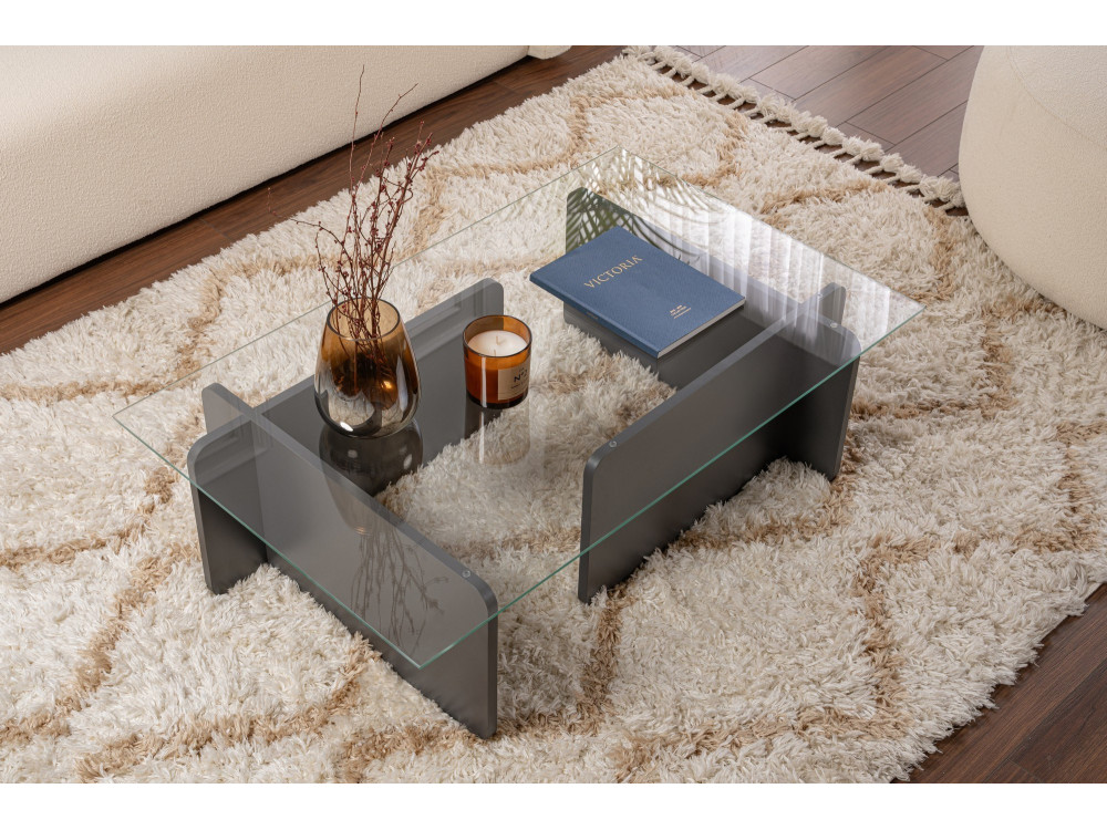 Flavio" glass coffee table 105 x 65 x 30 cm - Anthracite