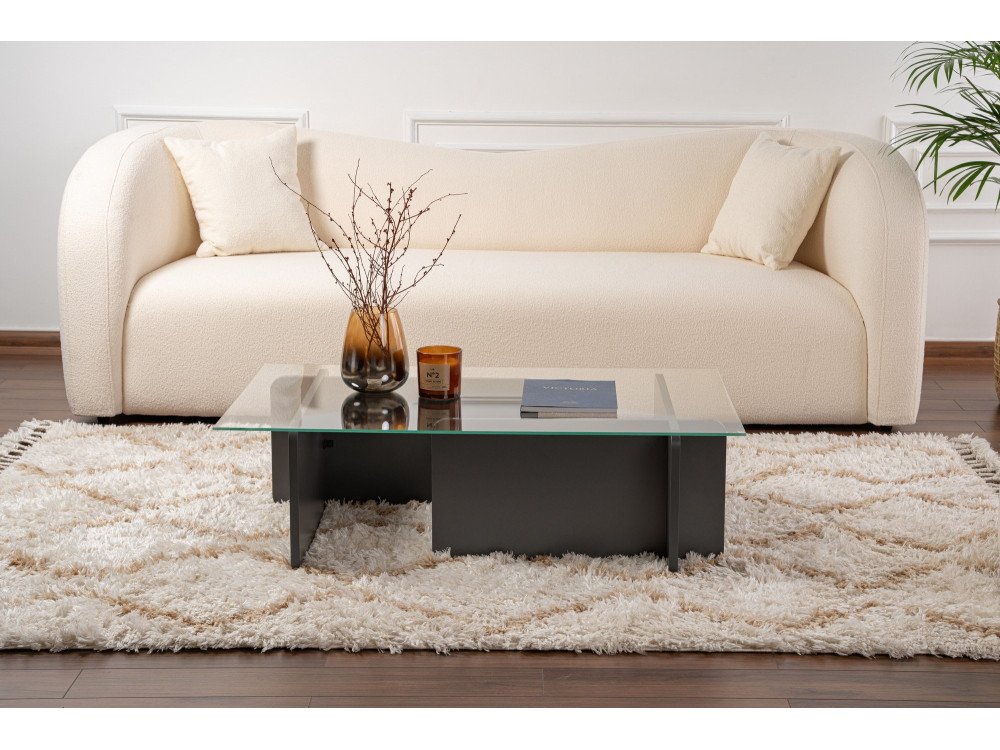 Flavio" glass coffee table 105 x 65 x 30 cm - Anthracite