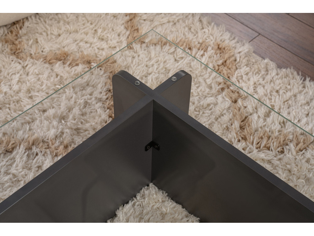 Flavio" glass coffee table 105 x 65 x 30 cm - Anthracite