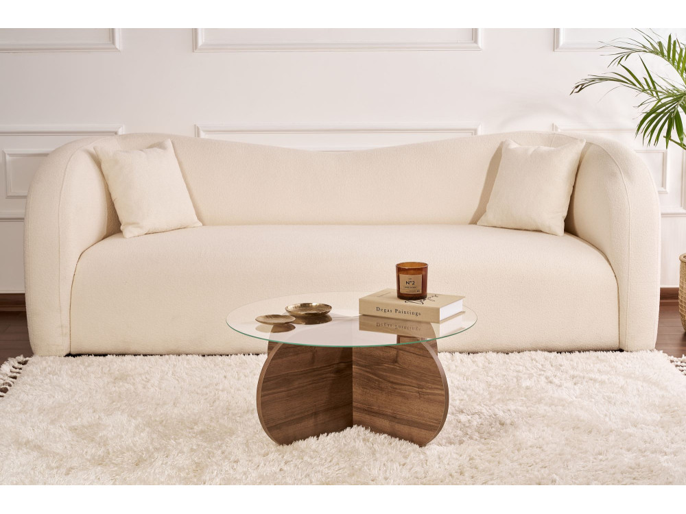 Aeris" wooden coffee table - 75 x 75 x 35 cm - WalnutTransparent