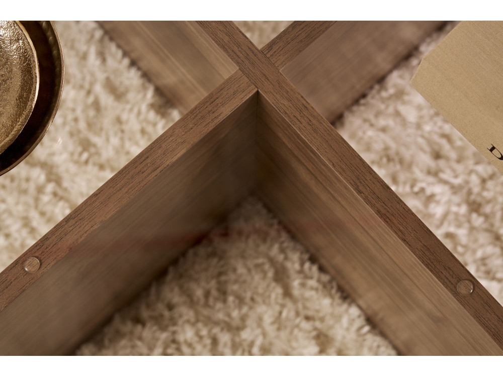 Aeris" wooden coffee table - 75 x 75 x 35 cm - WalnutTransparent