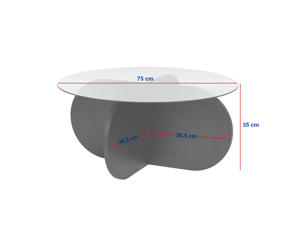 Aeris" wooden coffee table - 75 x 75 x 35 cm - WalnutTransparent