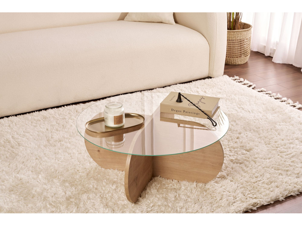 Aeris" wooden coffee table - 75 x 75 x 35 cm - SaphirTransparent Oak