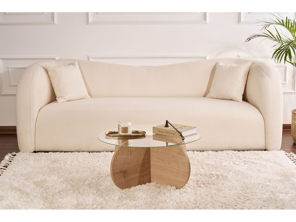 Aeris" wooden coffee table - 75 x 75 x 35 cm - SaphirTransparent Oak