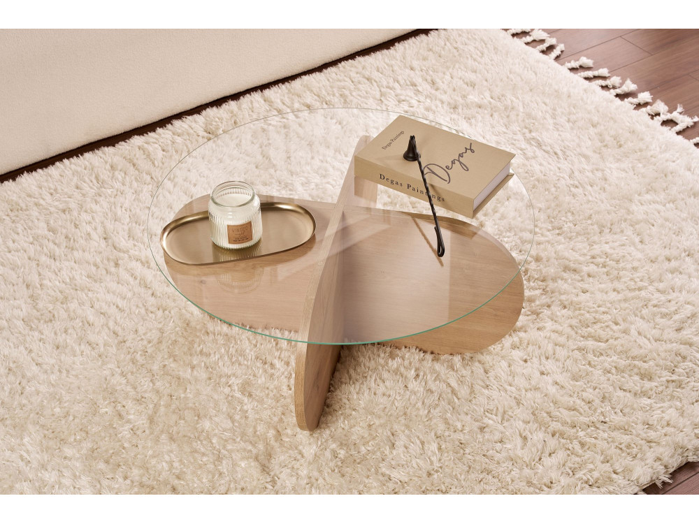 Aeris" wooden coffee table - 75 x 75 x 35 cm - SaphirTransparent Oak