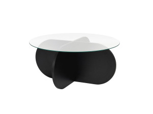 Aeris" wooden coffee table - 75 x 75 x 35 cm - Black woodTransparent