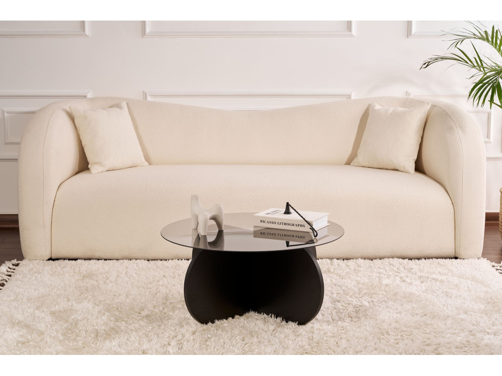 Aeris" wooden coffee table - 75 x 75 x 35 cm - Black woodTransparent