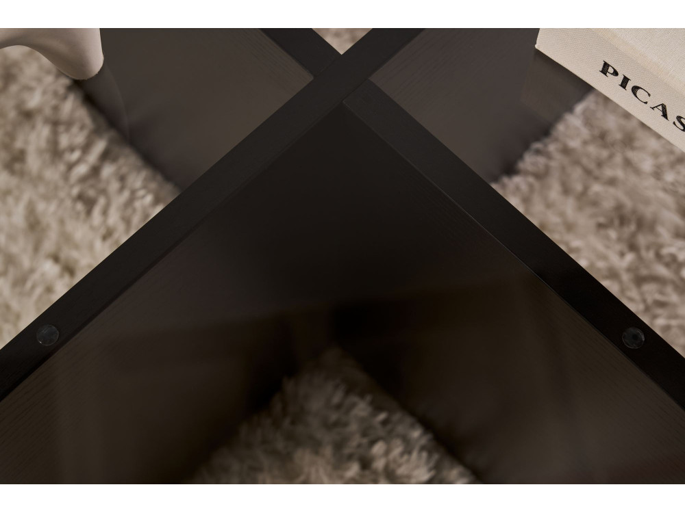 Aeris" wooden coffee table - 75 x 75 x 35 cm - Black woodTransparent
