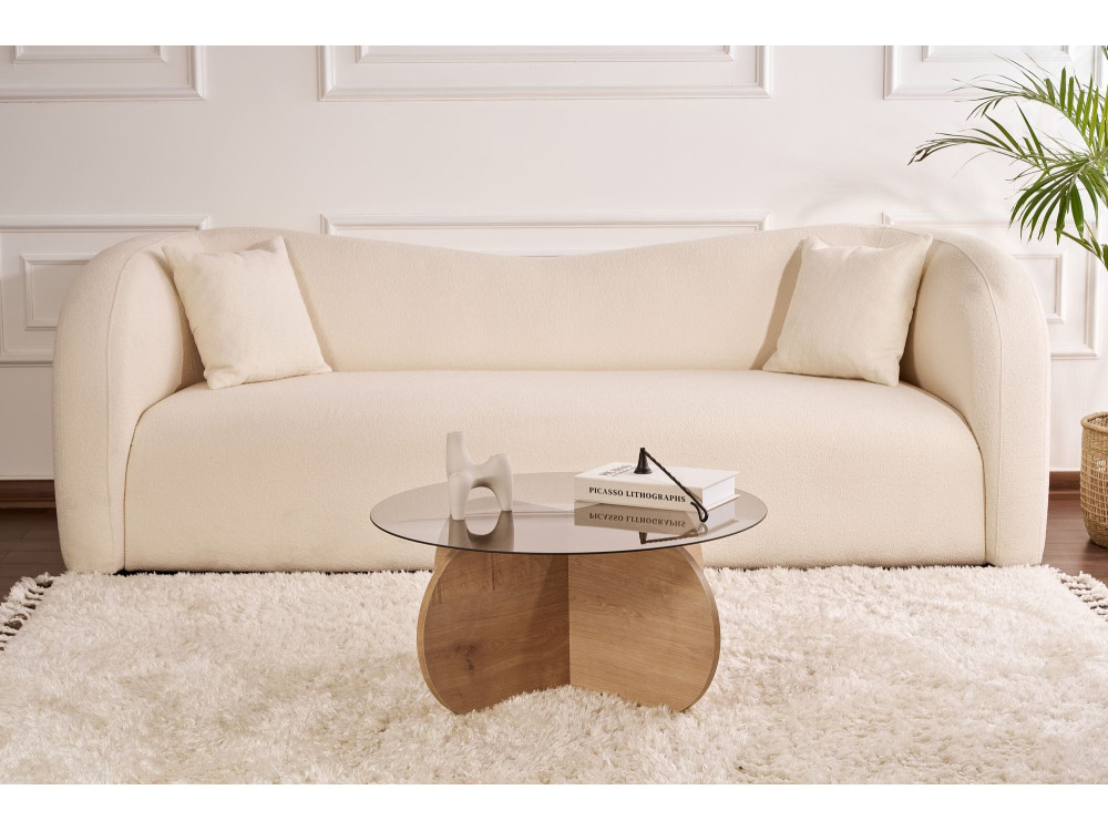 Aeris" wooden coffee table - 75 x 75 x 35 cm - Oak SaphirFumées