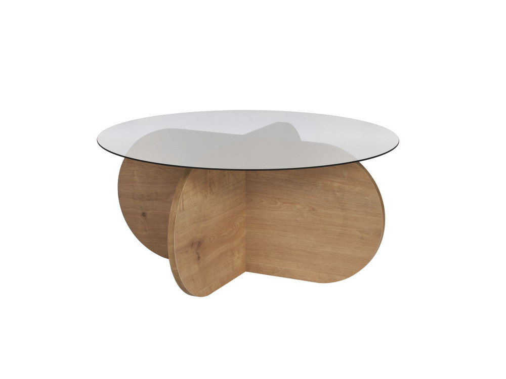 Aeris" wooden coffee table - 75 x 75 x 35 cm - Oak SaphirFumées
