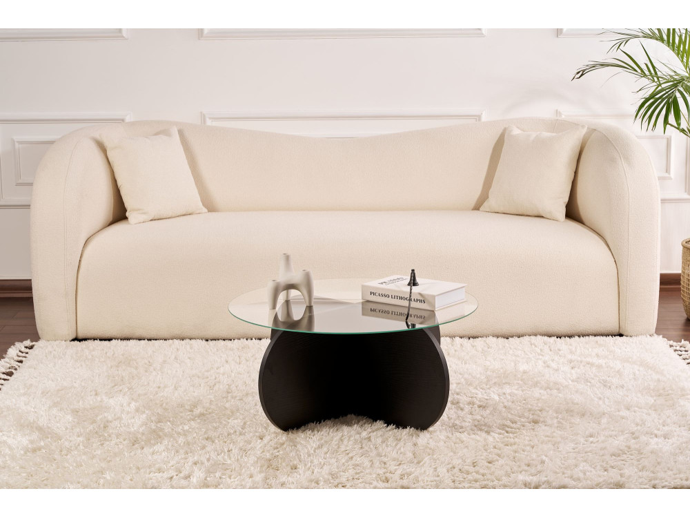 Aeris" wooden coffee table - 75 x 75 x 35 cm - NoirFumée wood