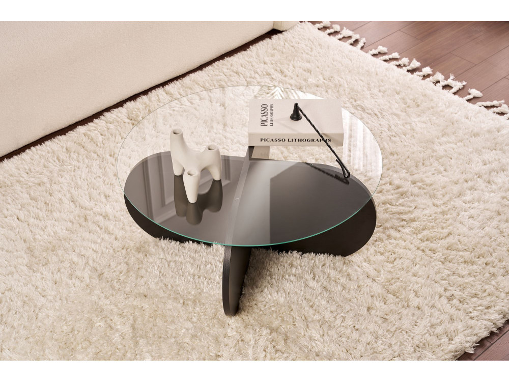 Aeris" wooden coffee table - 75 x 75 x 35 cm - NoirFumée wood