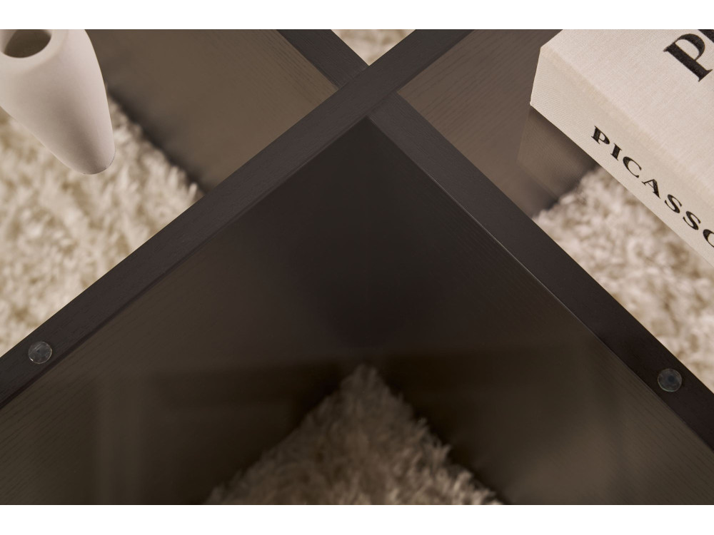 Aeris" wooden coffee table - 75 x 75 x 35 cm - NoirFumée wood