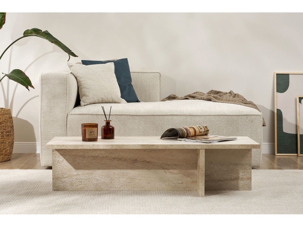 Harbor" wooden coffee table - 120 x 45 x 30 cm - Travertine