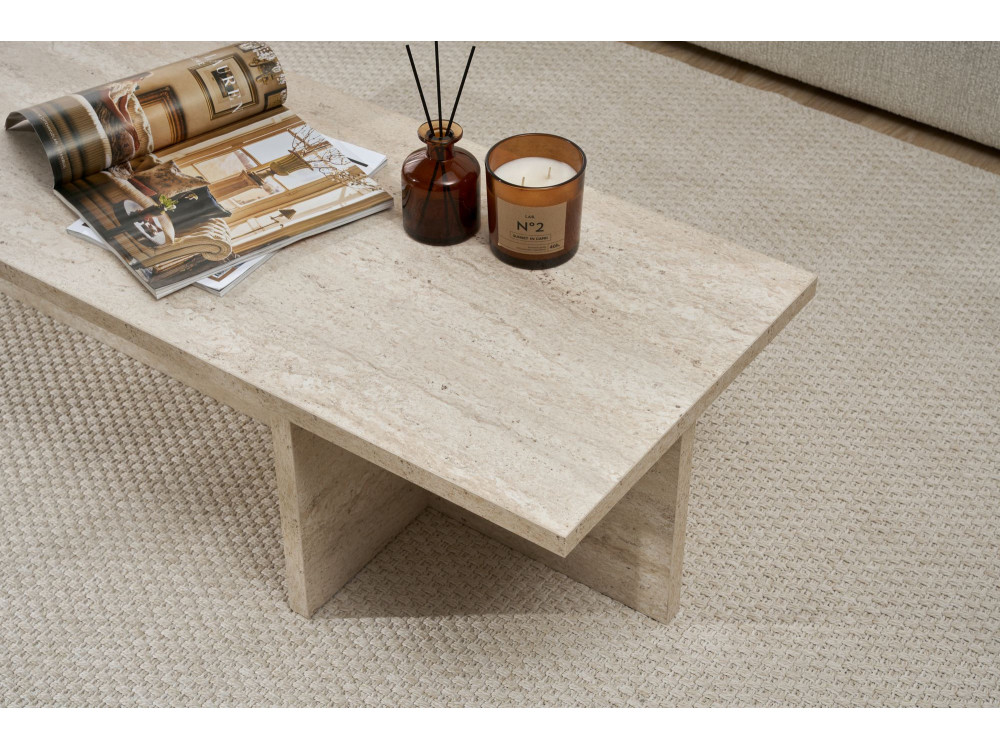 Harbor" wooden coffee table - 120 x 45 x 30 cm - Travertine
