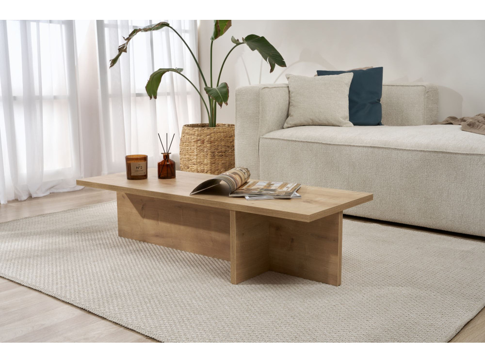 Harbor" wooden coffee table - 120 x 45 x 30 cm - Sapphire Oak
