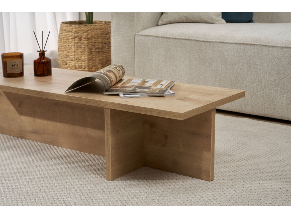 Harbor" wooden coffee table - 120 x 45 x 30 cm - Sapphire Oak