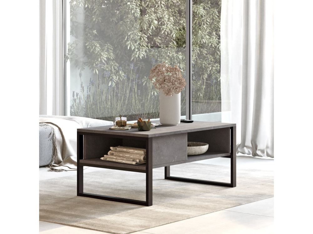 ML34" wooden coffee table - 100 x 59 x 44 cm - Silver