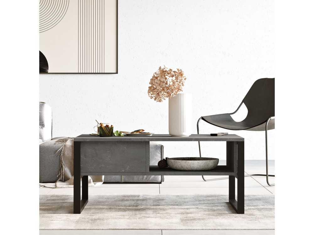 ML34" wooden coffee table - 100 x 59 x 44 cm - Silver
