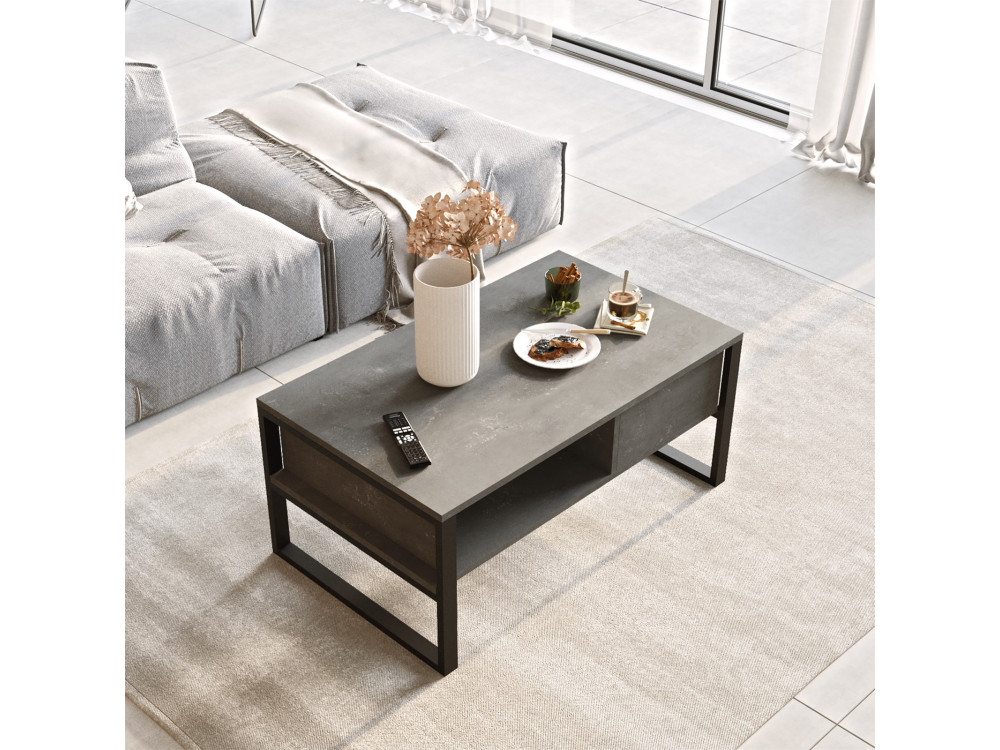 ML34" wooden coffee table - 100 x 59 x 44 cm - Silver