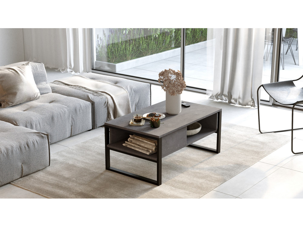 ML34" wooden coffee table - 100 x 59 x 44 cm - Silver