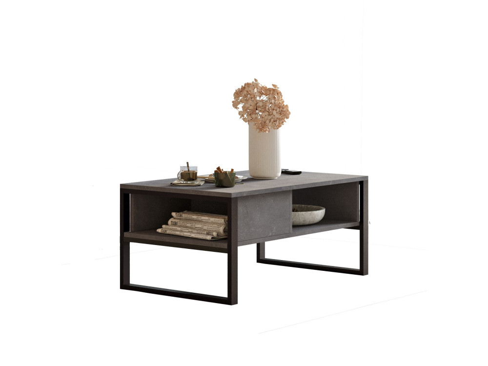 ML34" wooden coffee table - 100 x 59 x 44 cm - Silver