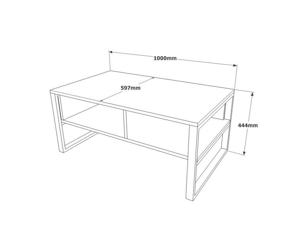 ML34" wooden coffee table - 100 x 59 x 44 cm - Silver