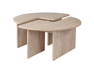 Moira" wooden coffee table - 90 x 90 x 41 cm - Travertine