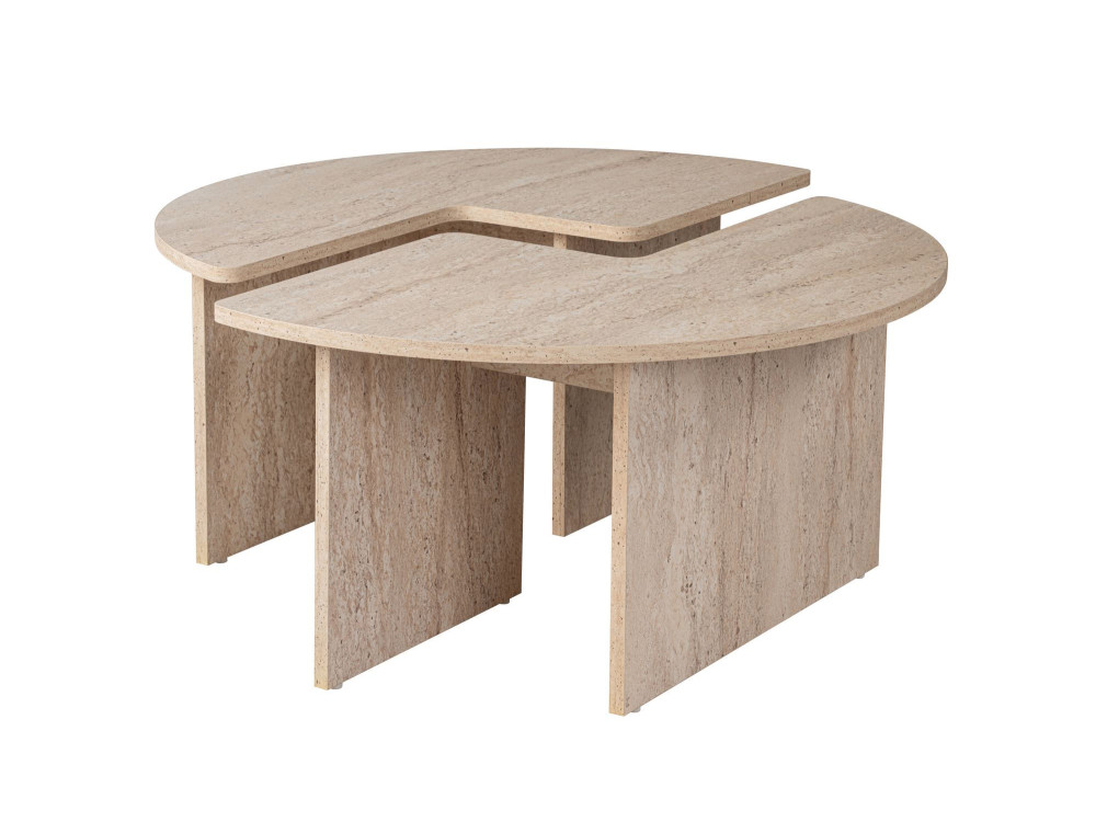 Moira" wooden coffee table - 90 x 90 x 41 cm - Travertine