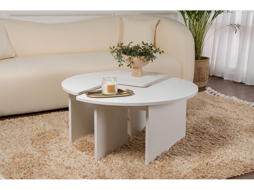 Moira" wooden coffee table 90 x 90 x 41 cm - Natural white