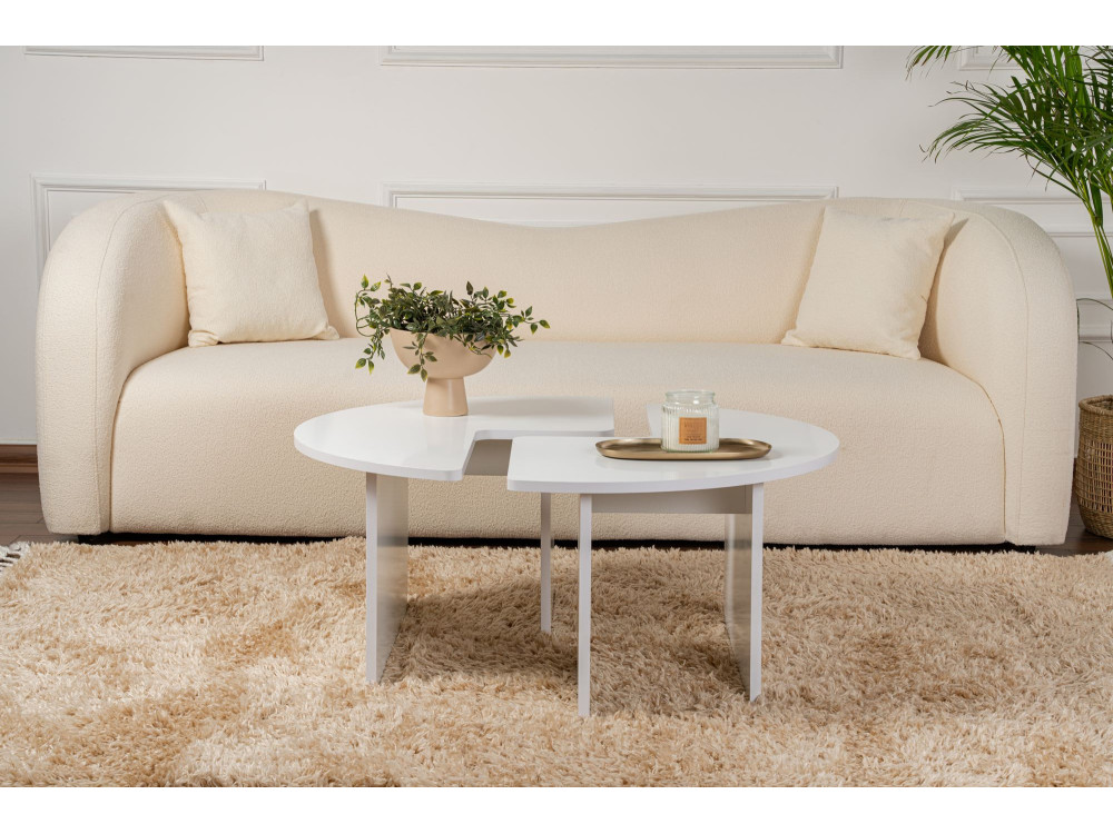 Moira" wooden coffee table 90 x 90 x 41 cm - Natural white