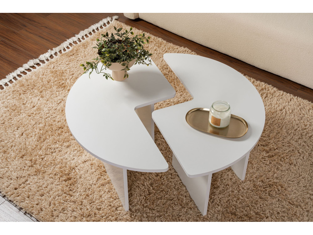 Moira" wooden coffee table 90 x 90 x 41 cm - Natural white