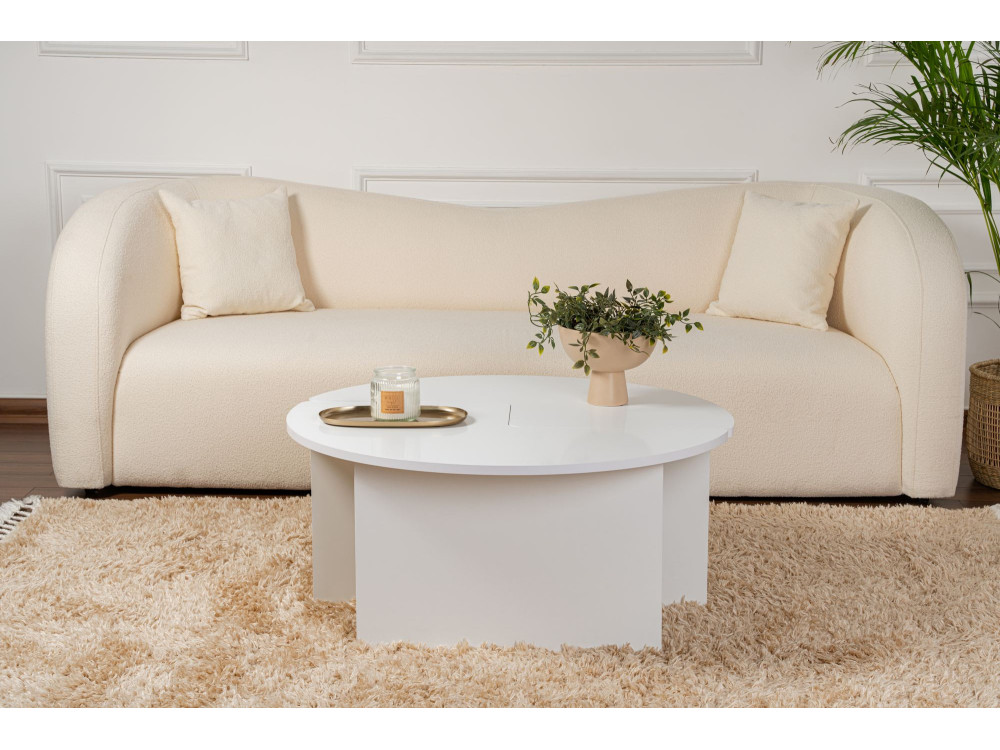 Moira" wooden coffee table 90 x 90 x 41 cm - Natural white