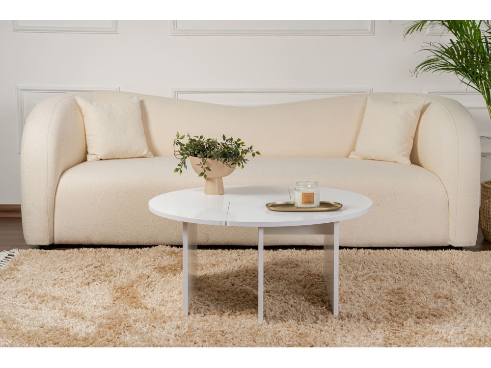 Moira" wooden coffee table 90 x 90 x 41 cm - Natural white