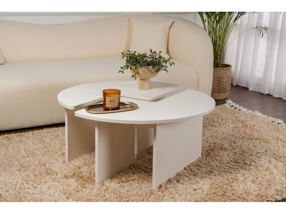 Moira" wooden coffee table 90 x 90 x 41 cm - Wood white
