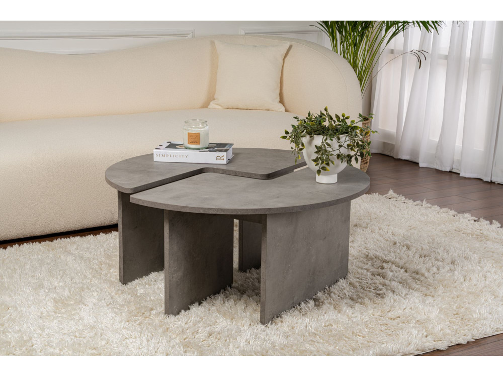 Moira" wooden coffee table 90 x 90 x 41 cm - Concrete grey