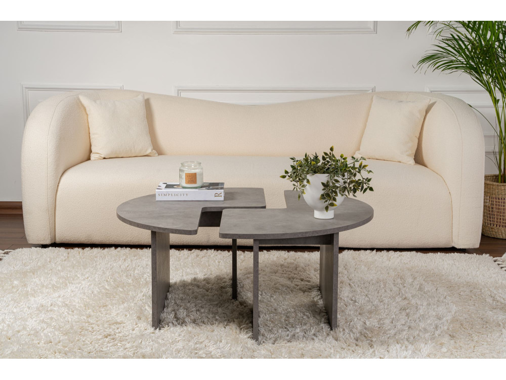 Moira" wooden coffee table 90 x 90 x 41 cm - Concrete grey