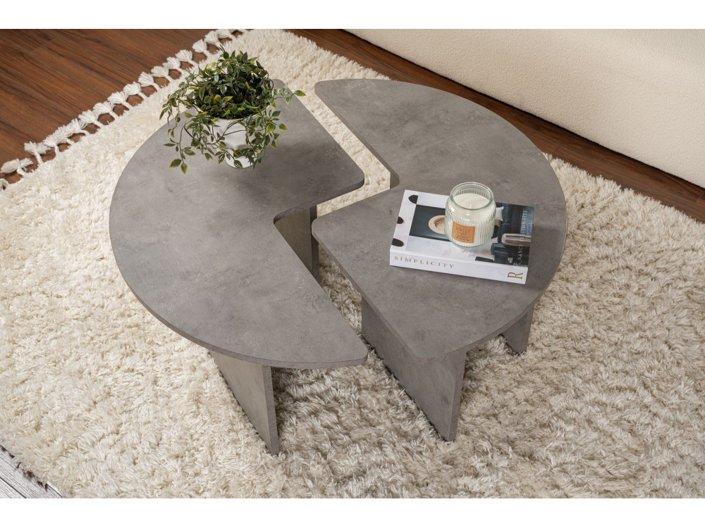 Moira" wooden coffee table 90 x 90 x 41 cm - Concrete grey
