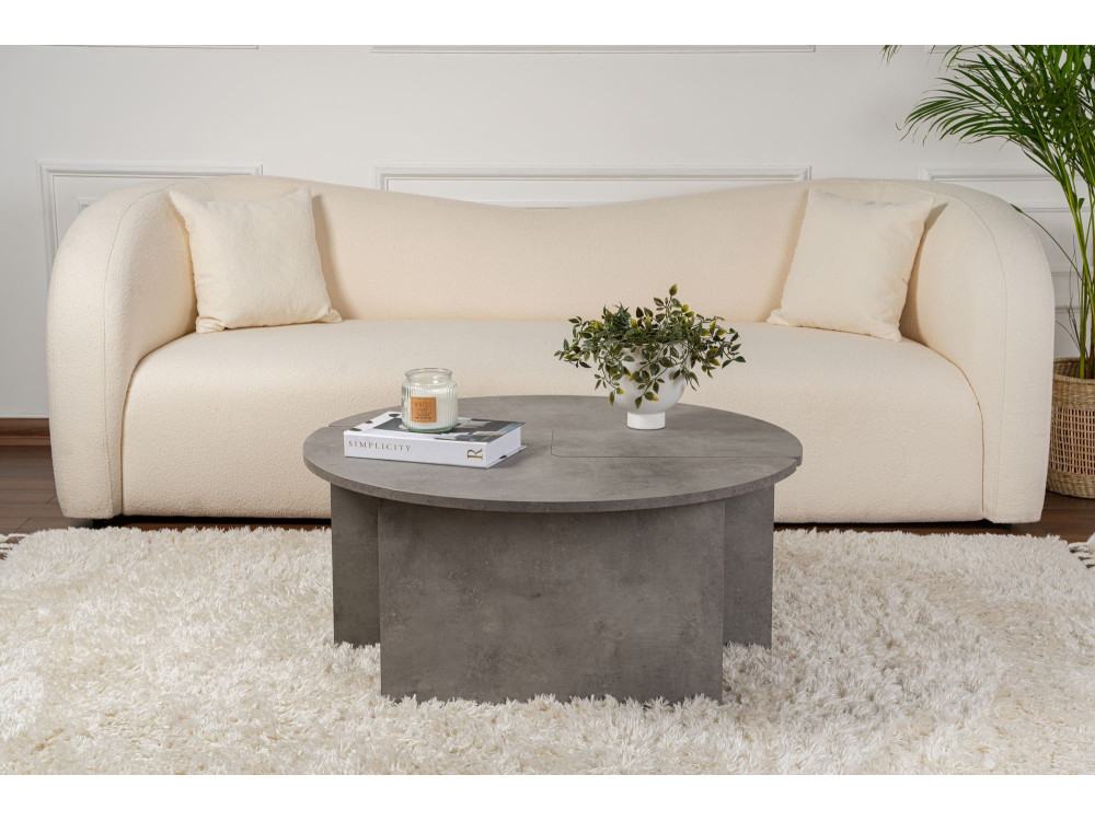 Moira" wooden coffee table 90 x 90 x 41 cm - Concrete grey
