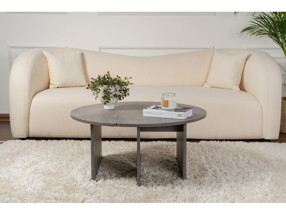 Moira" wooden coffee table 90 x 90 x 41 cm - Concrete grey