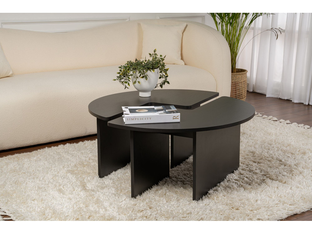 Moira" wooden coffee table 90 x 90 x 41 cm - Black wood