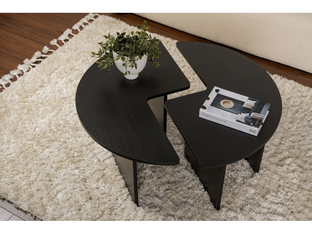 Moira" wooden coffee table 90 x 90 x 41 cm - Black wood