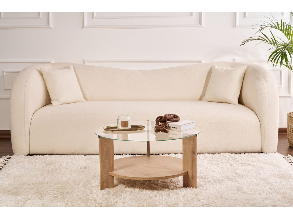 Clara" wooden coffee table - 75 x 75 x 40 cm - SaphirTransparent Oak