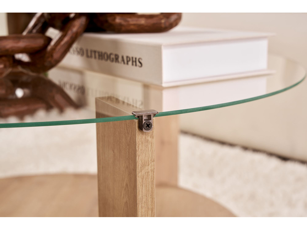 Clara" wooden coffee table - 75 x 75 x 40 cm - SaphirTransparent Oak