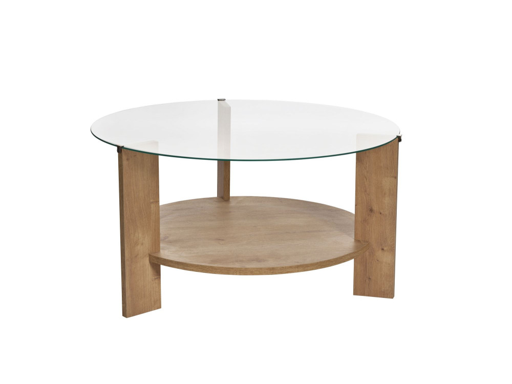Clara" wooden coffee table - 75 x 75 x 40 cm - SaphirTransparent Oak